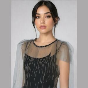 Blondie Nites by Stacey Sklar Black 2 Pc Rhinestone Retro Cocktail Party Dress 7